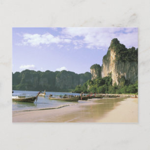 Cartão Postal Ásia, Tailândia, Krabi. Praia de West Railay, long