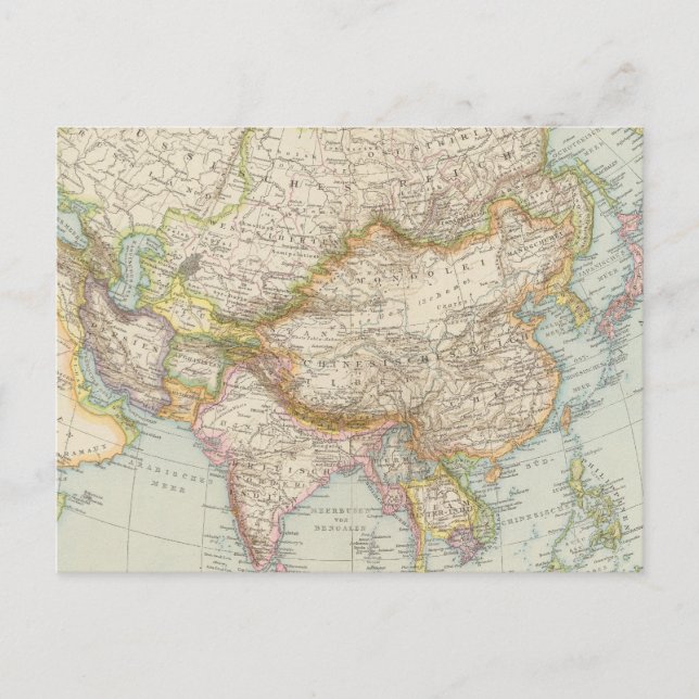 Cartão Postal Asien - Mapa da Ásia (Frente)