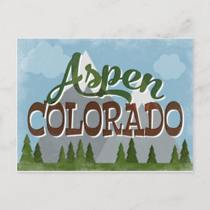 Cartão Postal Aspen Colorado Divertimento Retro Montanhas Snowy