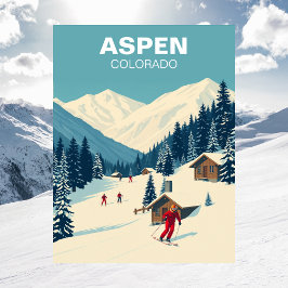 Cartão Postal Aspen, Colorado Skips Viagem Vintage