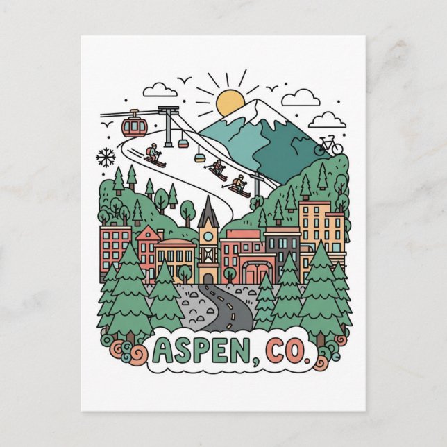 Cartão Postal Aspen Colorado Viagem (Frente)