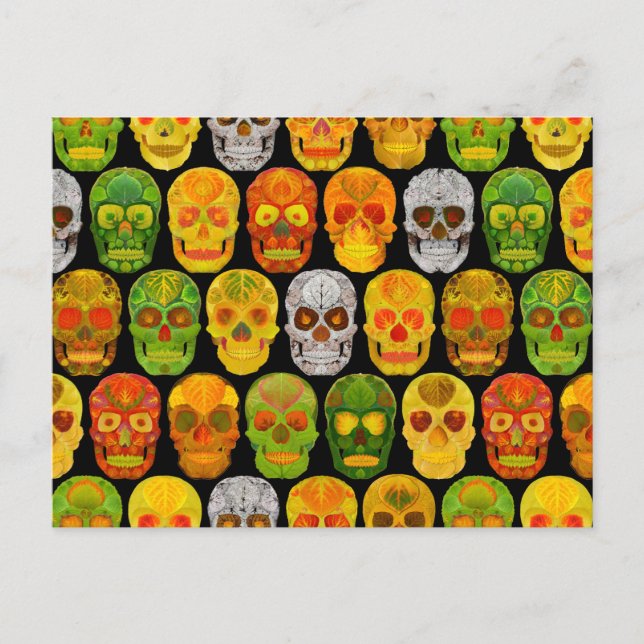Cartão Postal Aspen Leaf Skulls padrão sem falhas 2018 (Frente)