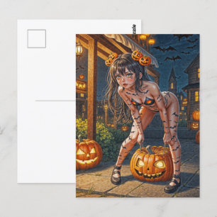 Cartão Postal Assassino de balas de Halloween e Vixen pintado pe