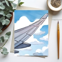 Assento na Janela | Asa de Avião Céu Aquarela Viag