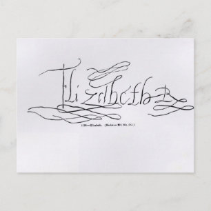 Cartão Postal Assinatura da Rainha Elizabeth I