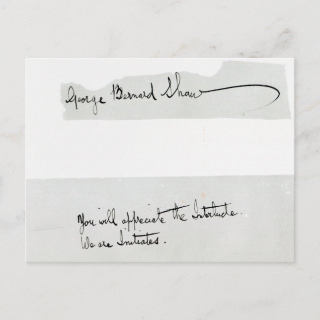 Cartão Postal Assinatura de George Bernard Shaw (Frente)