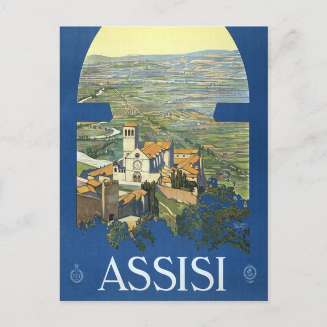 Cartão Postal Assisi Itália Arte de Viagem Antiga Basílica Franc (Frente)