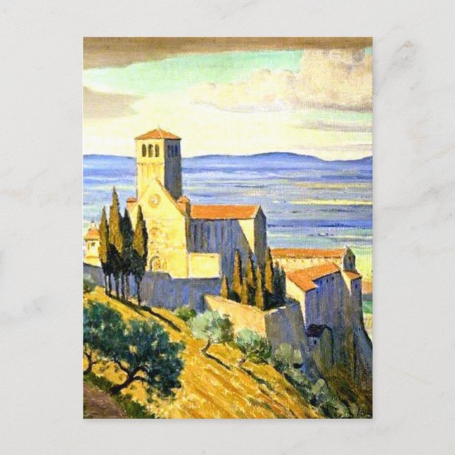 Cartão Postal Assisi, Itália - pintura de arte (Frente)