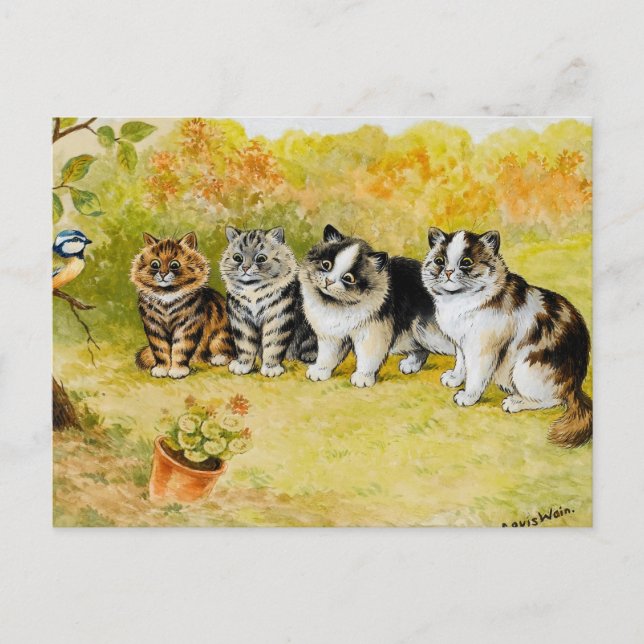 Cartão Postal Assista o Birdy de Louis Wain (Frente)