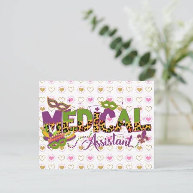 Cartão Postal Assistente Médico - Mardi Gras (Em pé/Frente)