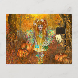 Cartão postal assustador de Halloween com fada da 