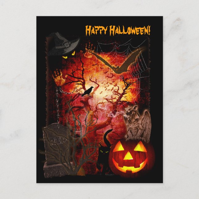 Cartão Postal Assustador Halloween (Frente)