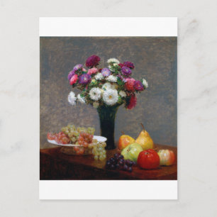 Cartão Postal Asters and Fruta, Henri Fantin-Latour