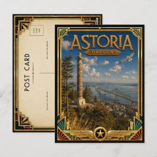 Cartão Postal Astoria Oregon Arte Deco Vintage Idade Dourada