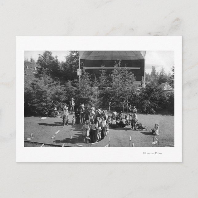 Cartão Postal Astoria, Oregon, Dança da Guerra Indiana no Centen (Frente)