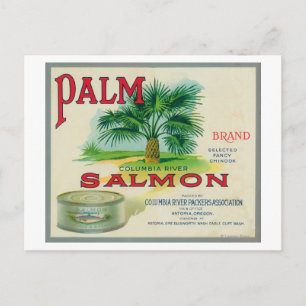 Cartão Postal Astoria, Oregon - Etiqueta do Caso Palm Salmon