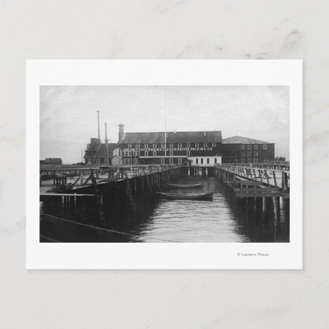 Cartão Postal Astoria, Oregon, vista da Embalagem do Pescador (Frente)