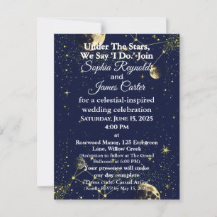 Cartão Postal Astrologia e Tema da Noite Estelar Celestial Wed