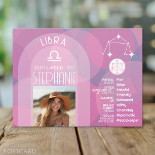 Cartão Postal Astrologia Libra Zodiac - Símbolo Foto Personaliza