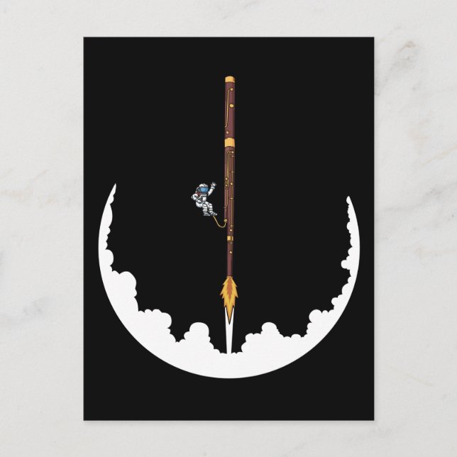 Cartão Postal Astronauta Bassonista Jazz Música Oferece Bassoon (Frente)