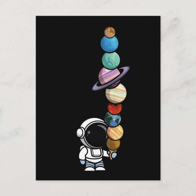 Cartão Postal Astronauta com Planet Scoops Sorvete Interestelar (Frente)
