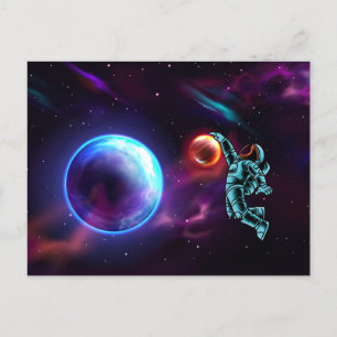 Cartão Postal Astronauta de Basquete do Sci-Fi Fantasy Postca