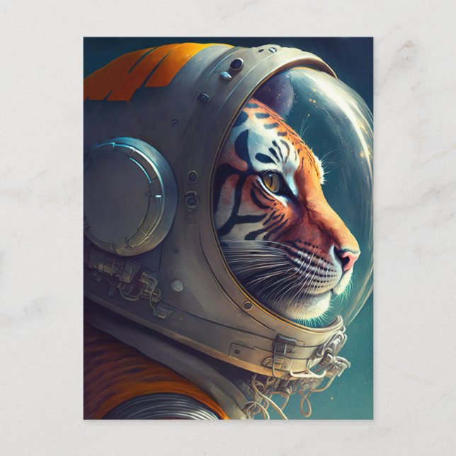 Cartão Postal Astronauta de Tigre Adorável (Frente)