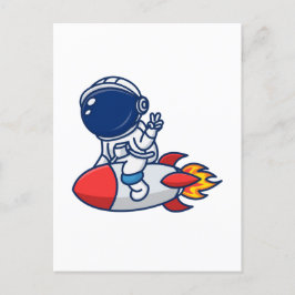 Cartão Postal Astronauta Dirige Um Foguete
