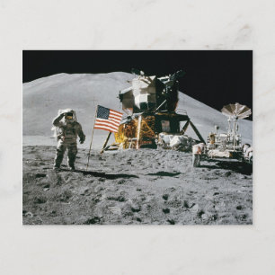 Cartão Postal Astronauta e bandeira Americana Missão da Lua Apo