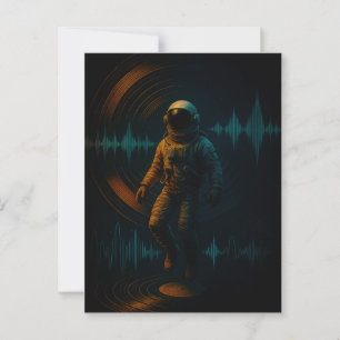 Cartão Postal Astronauta Flutuante na Arte Sonora Glitchwave