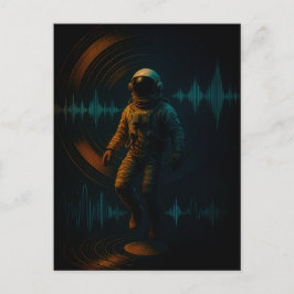 Cartão Postal Astronauta Flutuante na Arte Sonora Glitchwave