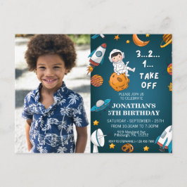 Cartão Postal Astronauta Foto Personalizada Espaço planetas tema