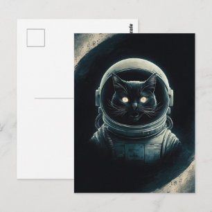 Cartão Postal Astronauta Galáxia Planeta Espaço Gato Gatito Gati