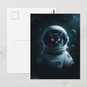 Cartão Postal Astronauta Galáxia Planeta Espaço Gato Gatito Gati