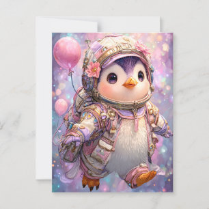 Cartão Postal Astronauta Penguin