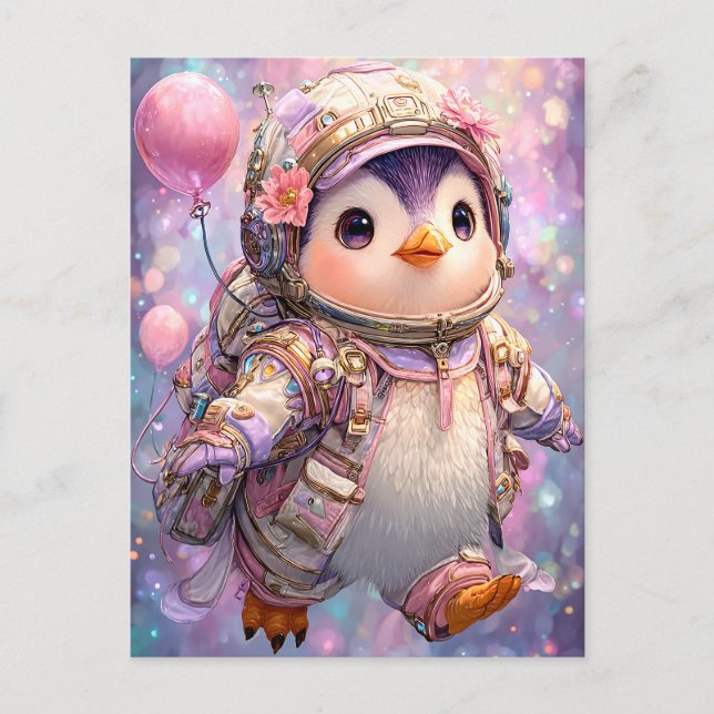 Cartão Postal Astronauta Penguin (Frente)