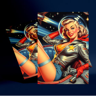 Cartão Postal Astronauta Pin-up