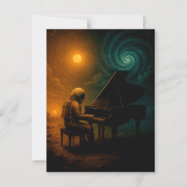 Cartão Postal Astronauta Tocando Piano na Realidade Dividida - S