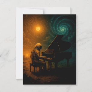 Cartão Postal Astronauta Tocando Piano na Realidade Dividida - S