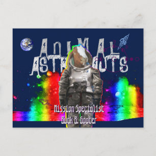 Cartão Postal Astronautas Animais Caprinos