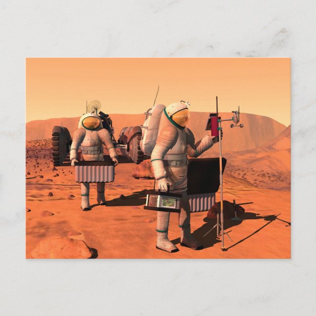 Cartão Postal Astronautas Montando Equipamento Meteorológico Em  (Frente)