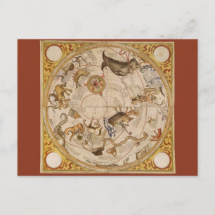Cartão Postal Astronomia do Vintage, Mapa Celestial do Planisphe