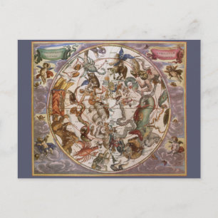 Cartão Postal Astronomia venenosa, constelações do Céu Meridi