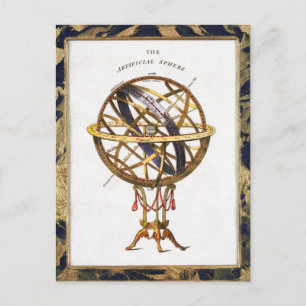 Cartão Postal Astronomia Vintage, Esfera Artificial ou Armilar