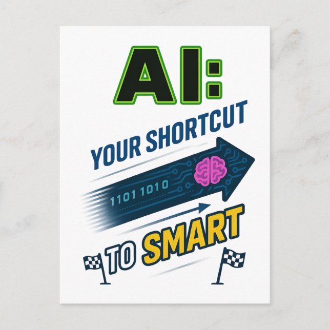 Cartão Postal Atalho AI para Inteligência Artificial Smart Funny (Frente)