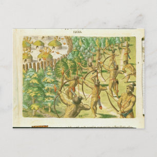 Cartão Postal Ataque a uma aldeia indiana