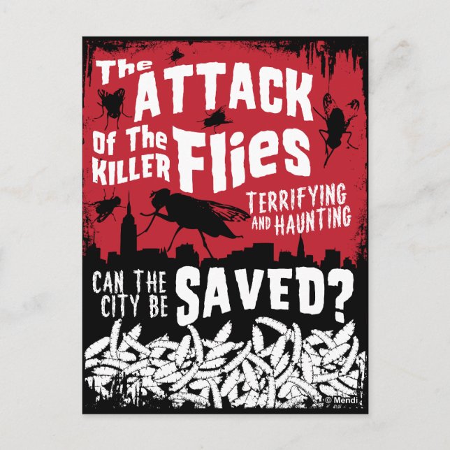 Cartão Postal Ataque de moscas! (Frente)