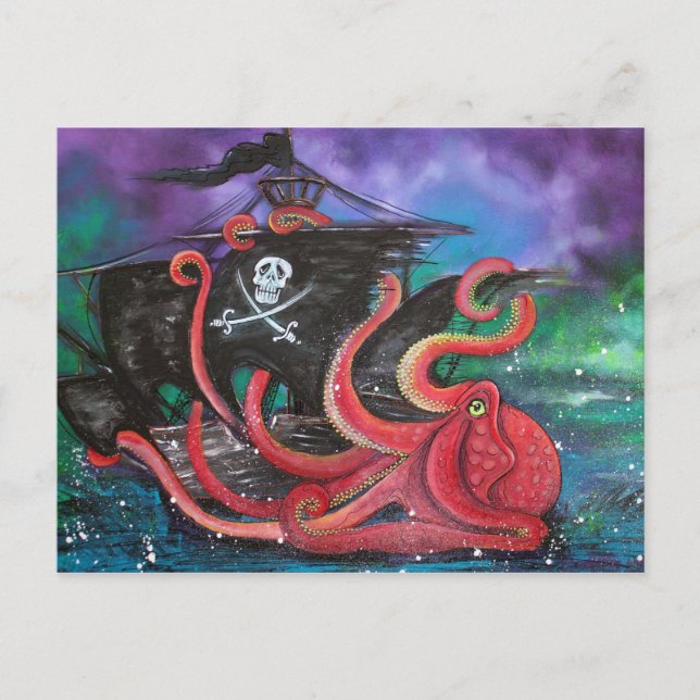 Cartão Postal Ataque de navio pirata (Frente)