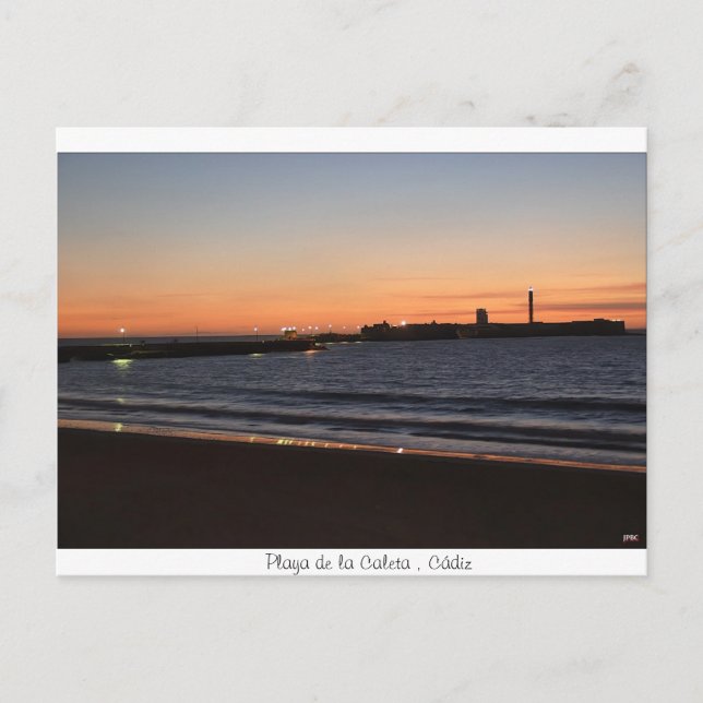 Cartão Postal Atardecer en la playa de la Caleta, Cádis (Frente)