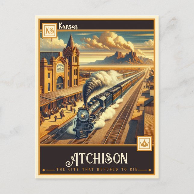 Cartão Postal Atchison, Kansas | Vintage (Frente)